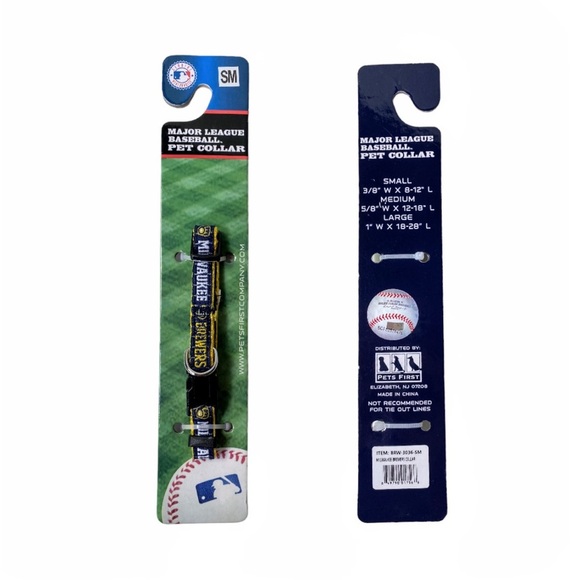 NWT Milwaukee Brewers Dog Collar, Leash & Reversible Bandanna Size Small - Picture 7 of 11